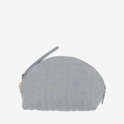 Fendi Ff Jacquard Leather Clutch In Blue