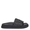Fendi Ff Jacquard Leather Slide Sandals In Black