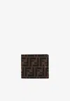 Fendi Ff Jacquard Fabric Bi-fold Wallet Accessories In Brown