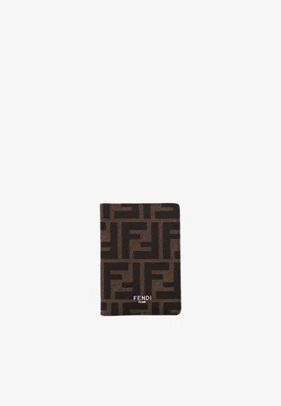 Fendi Ff Jacquard Leather Wallet In Brown