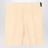 Fendi Pantaloni Corti In Jacquard Ff Di Lino Giallo In White