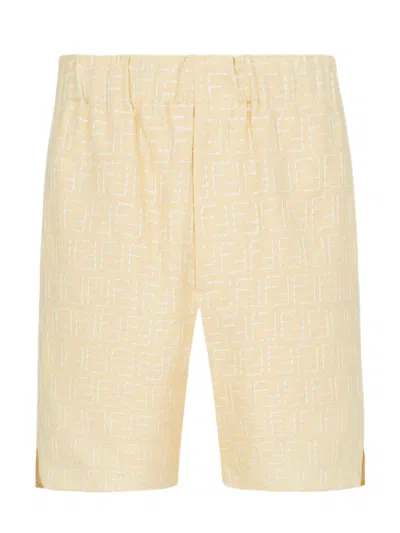 FENDI FENDI FF JACQUARD LINEN SHORTS