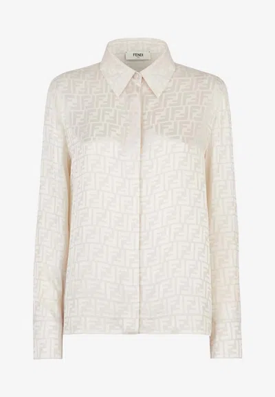 FENDI FF JACQUARD LONG-SLEEVED SHIRT