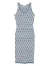 Fendi Ff-jacquard Midi Dress In Blue