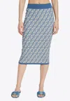 Fendi High-waisted Knit Knee-length Skirt With All-over Pattern
