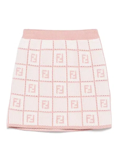 Fendi Kids' Ff-jacquard Mini Skirt In Pink