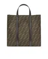 Fendi Ff Jacquard Fabric Bag In Black