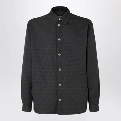 Fendi Ff Jacquard Nylon Blouson In Black