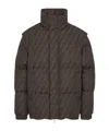 Fendi Patterned High Collar Padded Jacket With Pockets In Black