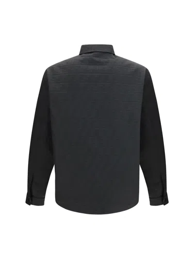 Fendi Ff Jacquard Nylon Shirt Jacket In Black