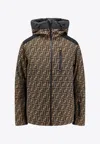 Fendi Ff-jacquard Canvas Ski Jacket In Brown