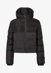 Fendi Ff Jacquard Paneled Down Jacket In Black