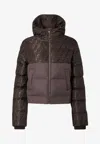 Fendi Women Brown Down Jacket With Drawstring Hood And Ff Motif In Tech Fabric Woman In Brown