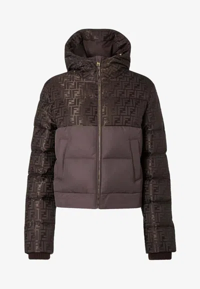 FENDI FF JACQUARD PANELED DOWN JACKET