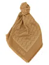 Fendi Ff Jacquard Pattern Silk-wool Blend Shawl In Brown