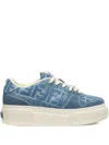 Fendi Ff Jacquard Platform Sneakers In Blue
