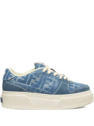 Fendi Ff Jacquard Platform Sneakers In Blue