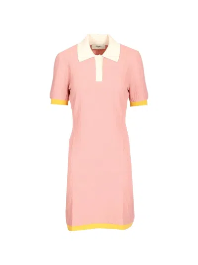 Fendi Ff Jacquard Polo Dress In Pink