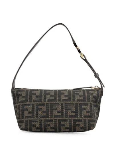 Fendi Ff Jacquard Pouch In Brown