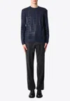 Fendi Men Braided Wool Sweater With Ff Details In Blue