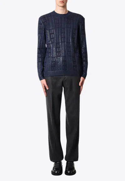 FENDI FF JACQUARD RIBBED WOOL SWEATER