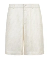 Fendi Embroidered Pattern Silk Bermuda Shorts In White