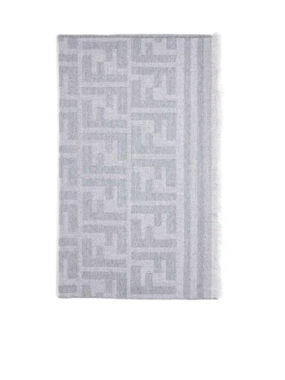 Fendi Ff Jacquard Scarf In Grigio