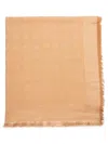 Fendi Scarf In Silk And Wool With Jacquard Ff Motif In Neutrals