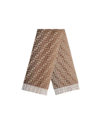 Fendi Ff Jacquard Scarf In Nude