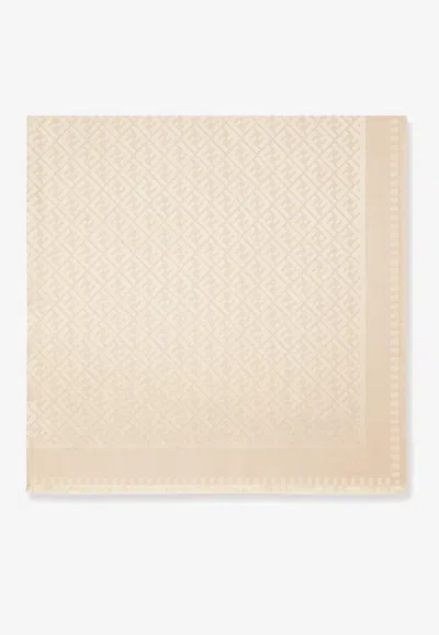 Fendi Ff Jacquard Scarf In Neutral