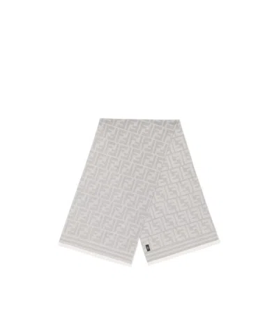 Fendi Ff Jacquard Scarf In White