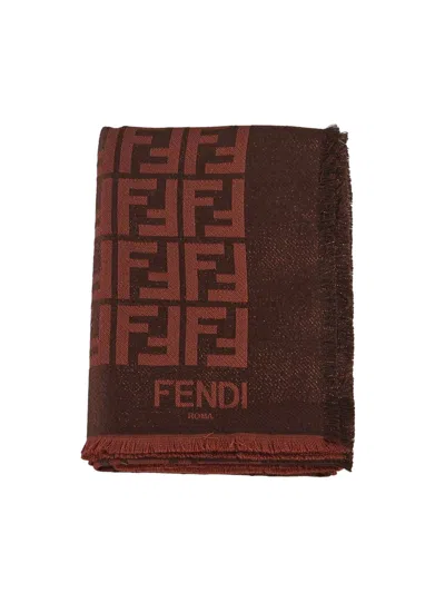 Fendi Ff Jacquard Shawl In Brown