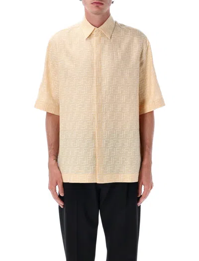 Fendi Ff Jacquard Shirt In Neutral
