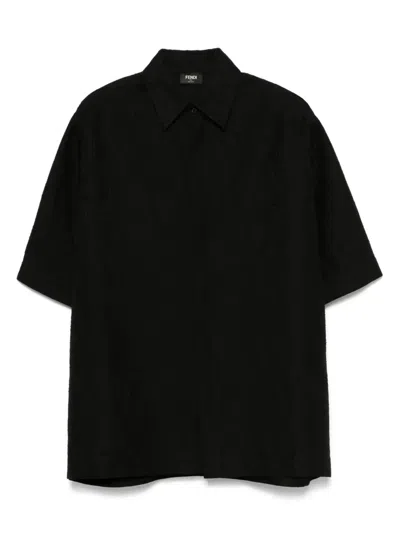 Fendi Hemd Aus Ff-jacquard In Black