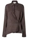 Fendi Wrap Silhouette Long-sleeved Shirt Size 38 In Brown