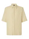 Fendi Men Jacquard Linen And Cotton Shirt With All-over Ff Embroidery In Pink