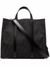 Fendi Structured Monogram Tote Bag With Detachable Strap In Black