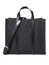 Fendi Structured Monogram Tote Bag With Detachable Strap In Black