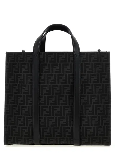 Fendi Ff Jacquard Shopper Tote Bag Black