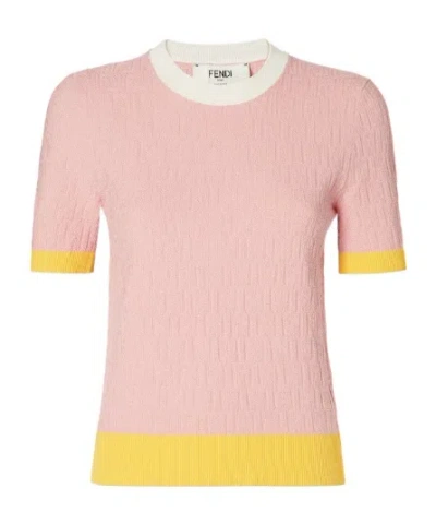 Fendi Sweater Light Pink Cotton And Silk Sweater