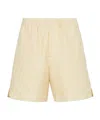 Fendi Jacquard Linen And Cotton Bermuda Shorts With All-over Ff Motif In Neutral