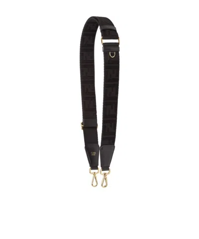 Fendi Ff Jacquard Shoulder Straps In Black