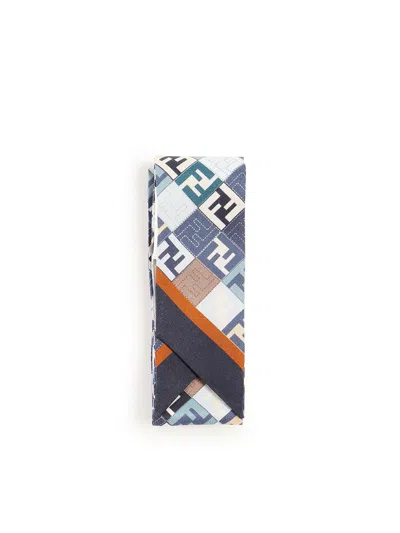Fendi Ff Jacquard Silk Bandeau In Gray