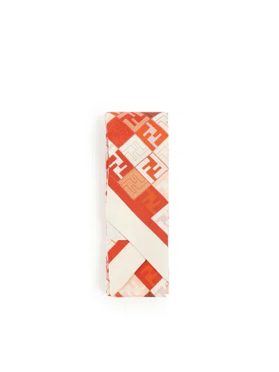 Fendi Ff Jacquard Silk Bandeau In Orange