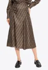 Fendi High Waisted Skirt In Twill Print Ff Clothing In Brown