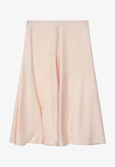 Fendi Ff Jacquard Silk Midi Skirt In Orange