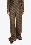 Fendi Ff Silk Twill Wide Leg Trousers Clothing