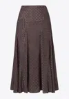 Fendi Women Midi Ff Jacquard Silk Skirt In Gray