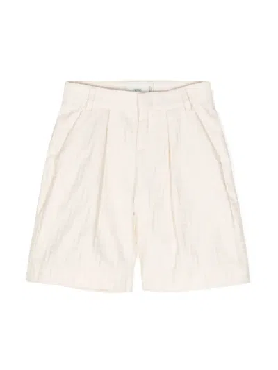 Fendi Kids' Ff-jacquard Smart Shorts In Neutrals