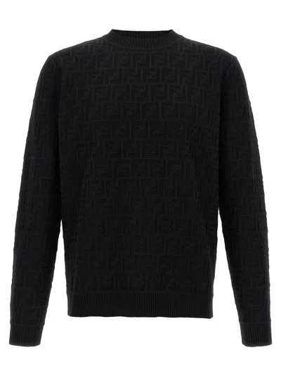 Fendi Ff Jacquard Sweater In Black